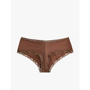 Kadın İç Giyim Yüksek Bel Dantelli Hipster Külot - KOTON - 6WLK30004MK - ROSE - S