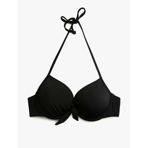 Kadın Giyim Push Up Bikini Üstü Boyundan Bağlamalı Balenli 3SAK10005BM Siyah