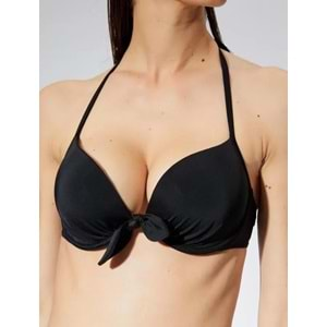 Kadın Giyim Push Up Bikini Üstü Boyundan Bağlamalı Balenli 3SAK10005BM Siyah