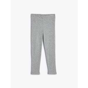 Kız Çocuk Basic Tayt Fitilli Beli Lastikli Pamuk Karışımlı - KOTON - 4WKG40078AK - GRİ - 7-8 YAŞ