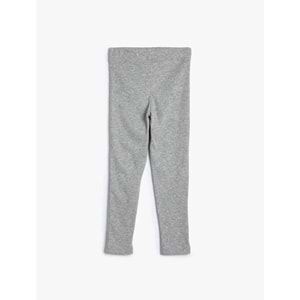 Kız Çocuk Basic Tayt Fitilli Beli Lastikli Pamuk Karışımlı - KOTON - 4WKG40078AK - GRİ - 7-8 YAŞ