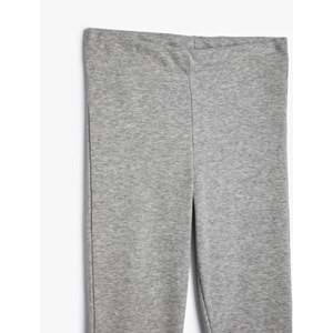 Kız Çocuk Basic Tayt Fitilli Beli Lastikli Pamuk Karışımlı - KOTON - 4WKG40078AK - GRİ - 9-10 YAŞ