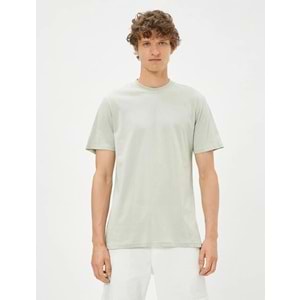 Basic Tişört Slim Fit Bisiklet Yaka Pamuklu - KOTON - YEŞİL - M