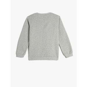 Erkek Çocuk Sweatshirt Bisiklet Yaka Uzun Kollu Baskılı Şardonlu - KOTON - 4WKB10086TK - GRİ - 7-8 YAŞ