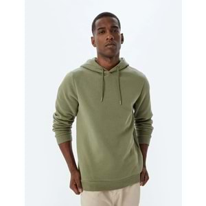 Basic Kapşonlu Sweat Uzun Kollu - KOTON - 4WAM70023MK - YEŞİL - S