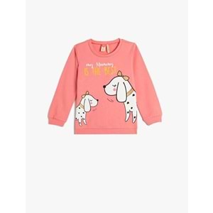 Kız Bebek Sweatshirt Şardonlu Köpek Baskılı Pamuklu - KOTON - 4WMG10023AK - PEMBE - 12-18 AY
