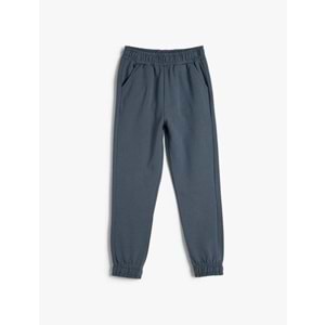 Kız Çocuk Basic Jogger Eşofman Altı Şardonlu Cepli Beli Lastikli Pamuklu - KOTON - 4WKG40151AK - MAVİ - 5-6 YAŞ