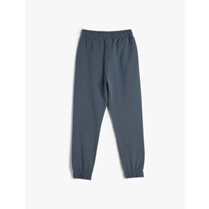 Kız Çocuk Basic Jogger Eşofman Altı Şardonlu Cepli Beli Lastikli Pamuklu - KOTON - 4WKG40151AK - MAVİ - 5-6 YAŞ