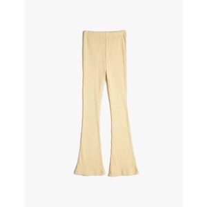 Kız Çocuk Basic Tayt Ribanalı Beli Lastikli Yumuşak Dokulu - KOTON - 4WKG40146AK - BEJ - 11-12 YAŞ