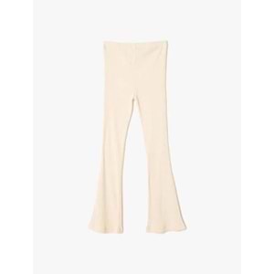 Kız Çocuk İspanyol Paça Pantolon Fitilli Beli Lastikli - KOTON - 4WKG40143AK - BEJ - 11-12 YAŞ