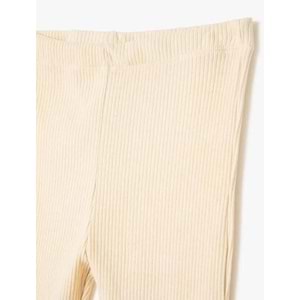 Kız Çocuk İspanyol Paça Pantolon Fitilli Beli Lastikli - KOTON - 4WKG40143AK - BEJ - 11-12 YAŞ