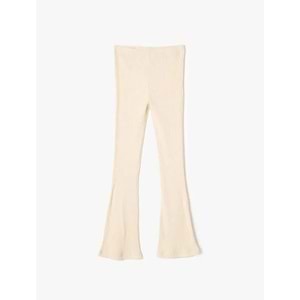 Kız Çocuk İspanyol Paça Pantolon Fitilli Beli Lastikli - KOTON - 4WKG40143AK - BEJ - 11-12 YAŞ