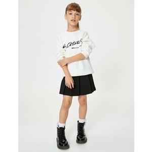 Kız Çocuk Atatürk Baskılı Sweatshirt Uzun Kollu Bisiklet Yaka 100. Yıl - KOTON - 4WKG10027AK - EKRU - 13-14 YAŞ