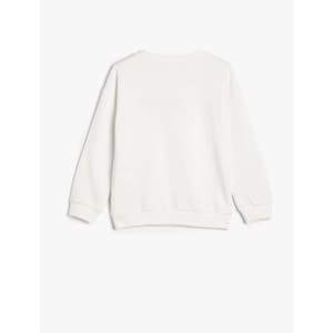 Kız Çocuk Atatürk Baskılı Sweatshirt Uzun Kollu Bisiklet Yaka 100. Yıl - KOTON - 4WKG10027AK - EKRU - 13-14 YAŞ