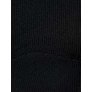 Crop Tişört Uzun Kollu Zincir Kelebek Detaylı Bisiklet Yaka - KOTON - 4WAL10139IK - SİYAH - M