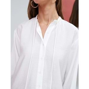 Uzun Kollu Gömlek Düğmeli Yakası Bağlama Detaylı - KOTON - 4WAK60312UW - KIRIK BEYAZ - 38