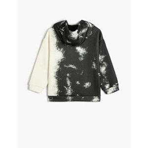 Erkek Çocuk Oversize Kapşonlu Sweatshirt Cep Detaylı Degrade Şardonlu - KOTON - 4WKB10002TK - BEYAZ DESENLİ - 5-6 YAŞ