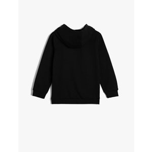 Erkek Çocuk Kapşonlu Sweatshirt Şardonlu Futbol Baskılı - KOTON - 4WKB10090TK - SİYAH - 4-5 YAŞ
