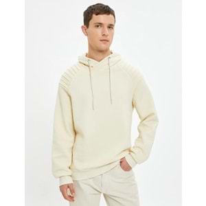Şal Yaka Basic Sweatshirt Kat Detaylı Uzun Kollu - KOTON - 4WAM70033MK - BEJ - XL