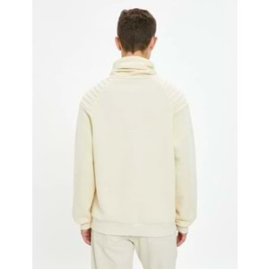 Şal Yaka Basic Sweatshirt Kat Detaylı Uzun Kollu