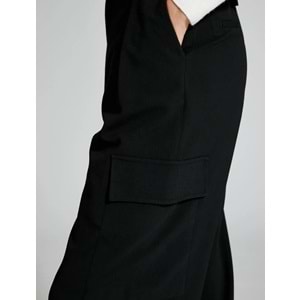 Palazzo Pantolon Kumaş Pile Detaylı Yüksek Bel - KOTON - 4WAK40063PW - SİYAH - 40