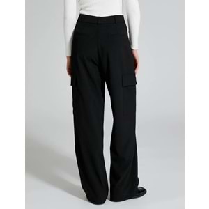 Palazzo Pantolon Kumaş Pile Detaylı Yüksek Bel - KOTON - 4WAK40063PW - SİYAH - 40