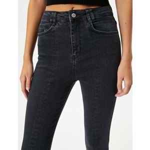 Yüksek Bel Kot Pantolon Dar Paça Dar Kesim Cepli Hafif Esneyen Pamuklu - Carmen Jean - KOTON - 4WAL40268MD - SİYAH - 25/32