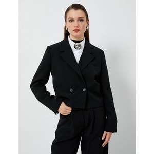 Blazer Ceket Kruvaze Düğmeli Cepli - KOTON - 4WAK50056UW - SİYAH - 42