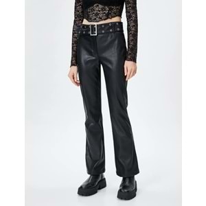 Kadın Giyim Deri Pantolon - KOTON - 4WAL40128IW - SİYAH - 34