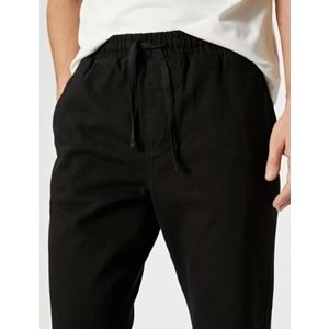 Beli Bağcıklı Pantolon Dokuma Cep Detaylı - KOTON - 4SAM40002HW - SİYAH - 46
