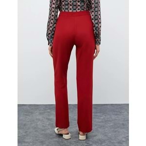 Melis Ağazat X Koton - Yüksek Bel Nervürlü Kumaş Pantolon - KOTON - 4WAK40137PW - BORDO - 38