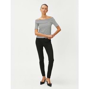 Yüksek Bel Kot Pantolon Dar Paça - KOTON - 4WAL40002MW - SİYAH - 34