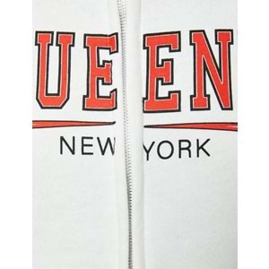 Kolej Fermuarlı Sweatshirt Dik Yaka Renk Bloklu - KOTON - 4WAL10458IK - EKRU - S