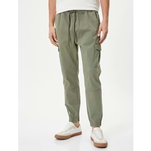 Jogger Pantolon Kargo Cepli Beli Bağcıklı - KOTON - 4SAM40005HW - HAKİ - 40