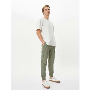 Jogger Pantolon Kargo Cepli Beli Bağcıklı - KOTON - 4SAM40005HW - HAKİ - 40