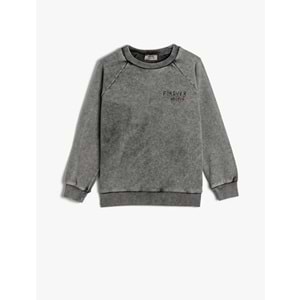 Erkek Çocuk Sweatshirt Uzun Kollu Bisiklet Yaka Slogan Baskılı Pamuklu - KOTON - 4SKB10277TK - ANTRASİT - 4-5 YAŞ