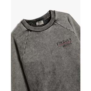 Erkek Çocuk Sweatshirt Uzun Kollu Bisiklet Yaka Slogan Baskılı Pamuklu - KOTON - 4SKB10277TK - ANTRASİT - 4-5 YAŞ