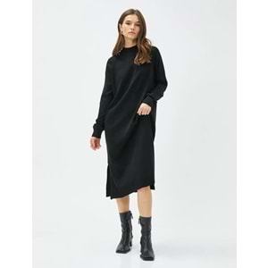 Midi Triko Elbise Dik Yaka - KOTON - 4WAK80001HT - SİYAH - M