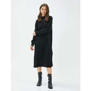 Midi Triko Elbise Dik Yaka - KOTON - 4WAK80001HT - SİYAH - M
