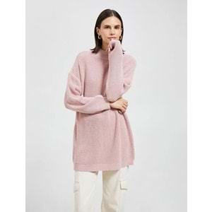Oversize Yarım Balıkçı Yaka Kazak - KOTON - 4WAK90018HT - PUDRA - XS
