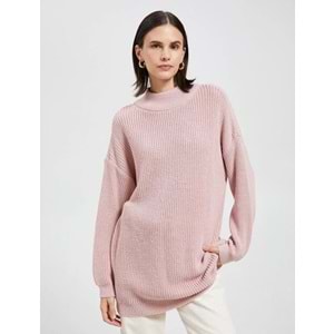Oversize Yarım Balıkçı Yaka Kazak - KOTON - 4WAK90018HT - PUDRA - XS