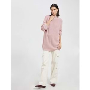 Oversize Yarım Balıkçı Yaka Kazak - KOTON - 4WAK90018HT - PUDRA - XS