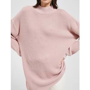 Oversize Yarım Balıkçı Yaka Kazak - KOTON - 4WAK90018HT - PUDRA - XS