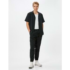 Jogger Pantolon Beli Bağcıklı Rahat Kesim Cepli - KOTON - 4SAM40013HW - SİYAH - 42