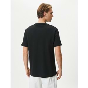 Basic Tişört Cep Detaylı Bisiklet Yaka Kısa Kollu Dokulu - KOTON - 4SAM10068HK - SİYAH - XL