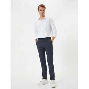 Kumaş Pantolon Desenli Slim Fit Düğmeli Cep Detaylı - 4SAM40017HW