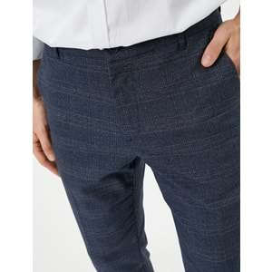 Kumaş Pantolon Desenli Slim Fit Düğmeli Cep Detaylı - 4SAM40017HW