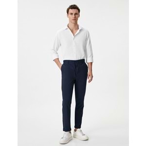 Slim Fit Gömlek Yarım İtalyan Yaka Düğmeli Dokulu - KOTON - 4SAM60015HW - BEYAZ - XXL