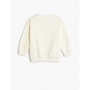 Erkek Çocuk Kolej Baskılı Sweatshirt Bisiklet Yaka Uzun Kollu - KOTON - 4SKB10289TK - EKRU - 4-5 YAŞ