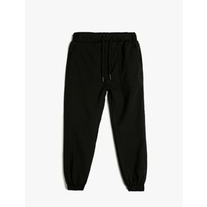 Erkek Çocuk Kargo Jogger Pantolon Cepli Beli Bağlamalı - KOTON - 4SKB40007TW - SİYAH - 4-5 YAŞ